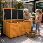 Outsunny Tuinkast gereedschapsschuur waterbestendig vurenhout groot geel