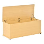 HOMCOM Storage Chest, Large 113L Blanket Box, Shoe Bench with Safety Hinged Lid, Storage Trunk, Bed End Bench for Bedroom, Hallway, Living room, Playroom, 100 x 40 x 40cm, Burlywood