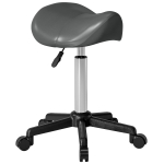 HOMCOM Tabouret à roulettes, chaise de travail avec hauteur réglable 45-57 cm et selle ergonomique, 48x47x45-57cm, gris