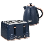 HOMCOM Kettle and Toaster Set, 1.7L 3000W Fast Boil Jug Kettle with Auto Shut Off, 4 Slice Toaster with 7 Level Browning Controls & Crumb Tray, Blue