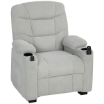 HOMCOM Electric Massage Recliner Armchair with Vibration, Heat, Whisper-Quiet Motor, Memory Function, Fleece Power Reclining Chair with Spring Pack, USB Port, Footrest, Side Pocket, Grey