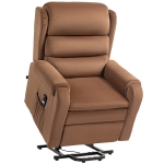 HOMCOM Poltrona Alzapersona Reclinabile a 160° con Poggiapiedi e Telecomando, in Velluto, 85x88x109 cm, Marrone