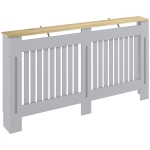 HOMCOM Slatted Radiator Cover, Painted Cabinet with Line Grill Design, 152L × 19W × 81H cm, Grey