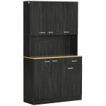 HOMCOM Mobile Dispensa Alto in Legno con Cassetti e Armadietti, 101x39x180 cm, Nero