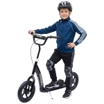 HOMCOM Trottinette enfant patinette pneus 30 cm Hauteur Guidon réglable poignée Frein et béquille Acier pour enfants à partir de 5 ans Noir
