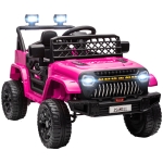 AIYAPLAY Coche Eléctrico para Niños con Batería 12V Mando a Distancia Velocidad Ajustable USB Faros Bocina Rosa Fucsia