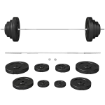 HOMCOM Set Bilanciere e Dischi da 70 kg totali con 8 Pesi, Regolabile e Antiscivolo, Nero