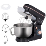 HOMCOM Stand Mixer, 5L Food Mixer for Baking, 6 Speeds and Pulse Setting, 1400W Cake Electric Kitchen Mixer with Dough Hook, Whisk, Stainless Steel Bowl, Splash Guard, Beater, Black