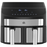 HOMCOM Dual Zone Air Fryer, 10-in-1 8L with Sync Cook & Sync Finish, 60-Minute Timer for Oil Free & Low Fat Cooking, 2400W