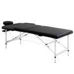 HOMCOM Massagetafel, 2 Zones Opvouwbare Massagebank met Kunstlederen Bekleding, Hoofdsteun, Armleuningen, Tas, Hoogteverstelbaar 90cm Breed tot 225kg Belastbaar, Zwart