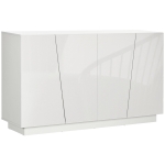 HOMCOM Meuble de rangement avec placards à portes et étagère réglable, 150 x 40 x 88 cm, blanc brillant