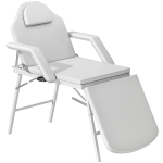 HOMCOM Camilla Masaje Plegable Portátil de 3 Zonas con Respaldo Ajustable Reposacabezas Reposabrazos 182x82x68 cm Blanco