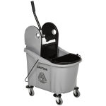 HOMCOM Wischwagen mit Mopp-Presse, 36L, Wassertrennwand, 4 Rollen, Schwarz/Grau