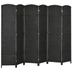 HOMCOM 6-teiliger Raumtrenner, Faltbarer Sichtschutz, Sichtschutzwand für Wohnzimmer, Schlafzimmer, Homeoffice, Schwarz