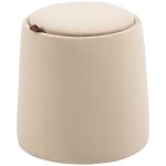 HOMCOM Pouf coffre rangement, pouf repose-pieds en tissu velours givré, couvercle réversible, Ø 44 x 47,5 cm, beige