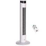 HOMCOM Ventilatore a Torre 45W a 3 Modalità e 3 Velocità con Timer da 12h, in ABS e Alluminio, Ø31.5x93 cm, Bianco