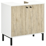 kleankin Meuble sous lavabo moderne piètement en métal double porte 60 x 30 x 60 cm - blanc et couleur bois