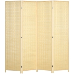 HOMCOM Paravent en bois séparateur de pièce closion de séparation pliable 4 panneaux 180 x 180 cm naturel