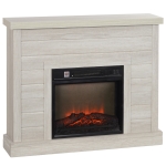 HOMCOM Chimenea Eléctrica 1800W con Efecto de Llama Mando a Distancia Temporizador Semanal para Sala 30 m² Madera Clara