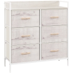 HOMCOM Rustic Chest of Six Fabric Drawers - Natural