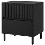 HOMCOM Bedside Cabinet, Bedside Table with 2 Drawers, Storage and Steel Legs for Bedroom, Living Room, Black