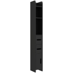 kleankin Colonna Bagno con Mensole e Armadietti, Mobile Alto Salvaspazio in Legno 15x17x120cm, Nero