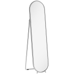 HOMCOM Specchio a Figura Intera da Terra con Supporto Pieghevole, Vetro e Metallo, 40x4x160 cm, Argento