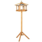 PawHut Vogelhaus mit Ständer wetterfestes Vogelfutterhaus mit wetterfestem Zinkdach Futterhaus aus Holz für Wildvögel 40 x 40 x 113 cm Gelb