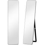 HOMCOM Espejo de Cuerpo Entero Espejo Rectangular de Pie y de Pared con Marco de Madera de Pino Moderno 37x43x156 cm Negro