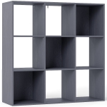 HOMCOM Bibliothèque, étagère de rangement à 3 niveaux avec 9 compartiments, pour salon, bureau, chambre, 91x29,5x91cm, gris