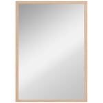 HOMCOM Specchio da Parete Rettangolare con Ganci, Specchio a Muro in Vetro e MDF, 50x70 cm, Color Legno