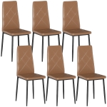 HOMCOM, Set de 6 Scaune de Dining Moderne, Cu Spătar Înalt, din Piele Ecologică și Oțel, 41x50x97 cm, Maro