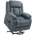 HOMCOM Aufstehsessel mit weichem Bezug, Recliner-Sessel mit Fernbedienung und Seitentaschen, Grau