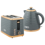 HOMCOM 3000W 1.7L Rapid Boil Kettle & 2 Slice Toaster, Kettle and Toaster Set with 7 Browning Controls and Crumb Tray, Grey