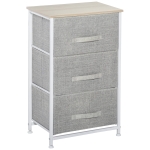 HOMCOM Meuble de rangement chiffonnier moderne 3 tiroirs en tissu, cadre en acier et MDF, 45 x 30 x 71 cm, gris