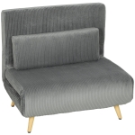 HOMCOM Slaapfauteuil 3-in-1, uitschuifbare fauteuil in cord met slaapfunctie verstelbare rugleuning, kussen donkergrijs