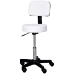 HOMCOM Rollhocker höhenverstellbar mit Rückenlehne Drehhocker 72-84 cm Arbeitshocker 360° drehbar Bürohocker für Büro Salon Massage Spa Weiß