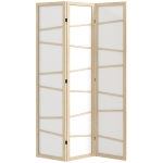 HOMCOM Wooden Folding Privacy Screen, 3 Panel Room Divider for Bedroom, Natural Wood Finish