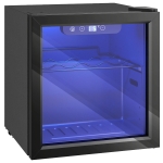 HOMCOM Weinkühler für 12 Flaschen, 36 L Kapazität, 4–16°C, Unterbau Kühlschrank für Getränke und Bier, mit Glastür, LED-Licht