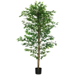 HOMCOM Plante artificielle ficus hauteur 1,80 m tronc branches liane lichen feuilles grand réalisme pot inclus vert