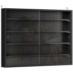 HOMCOM Vetrina per Collezione da Parete a 4 Ripiani Regolabili, in Vetro e Legno, 80x9.5x60 cm, Nero