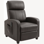 HOMCOM Recliner Armchair, Massage Faux Leather Push Back Reclining Chair with Adjustable Leg Rest, Side Pocket, for Home Living Room Theatre, Brown
