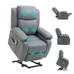 HOMCOM Riser and Recliner Chair with Vibration Massage, PU Leather Power Lift Chair for Elderly, Grey