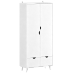 HOMCOM Elegant Home Storage Organisation Furniture, 2-Door Clothes Wardrobe with 2 Drawers, Wood Feet, White