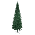 HOMCOM Albero di Natale Slim Artificiale 210 cm con Rami Realistici, Albero di Natale Alto e Stretto con Base Pieghevole, Verde