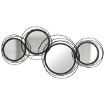 HOMCOM Metal Wall Art 56cm Modern Decorative Mirror Decor for Living Room Bedroom Dining Room, Black