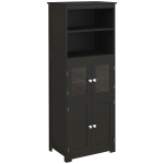 HOMCOM Armoire de cuisine buffet cuisine vaisselier meuble de rangement multi-rangements dim. 60I x 30P x 162H cm noir