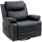 HOMCOM Fauteuil de massage et relaxation inclinable pivotant repose-pied télécommande noir