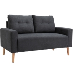 HOMCOM Divano 2 Posti Moderno in Stile Nordico con Schienale Trapuntato in Tessuto, 145x76x88 cm, Grigio