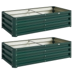 Outsunny Lot de 2 Carrés Potagers de Jardin Rectangulaires, Tôle d'Acier Ondulée, 120 x 60 x 30,5 cm, Vert Foncé
